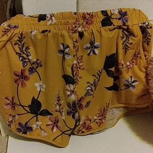 Yellow Floral Shorts